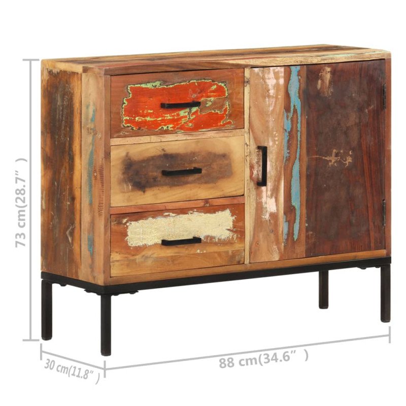 vidaXL Komoda 88x30x73 cm masívne recyklované drevo