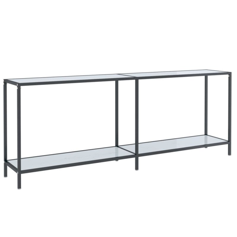 vidaXL Konzolový stolík biely 200x35x75,5 cm tvrdené sklo
