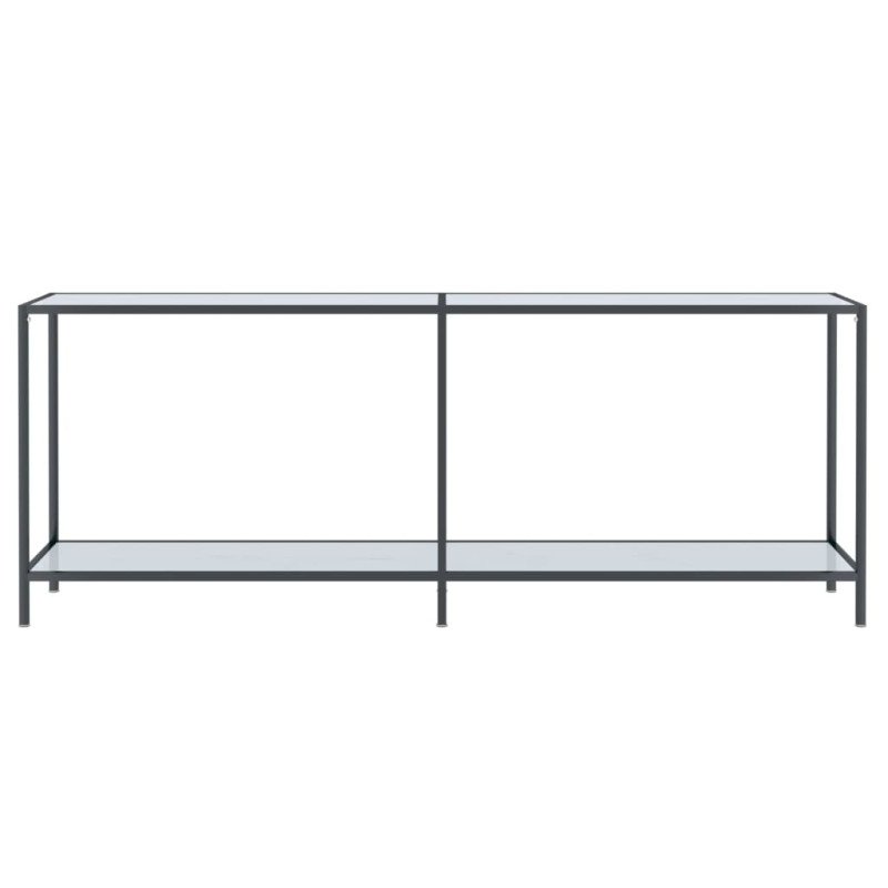 vidaXL Konzolový stolík biely 200x35x75,5 cm tvrdené sklo