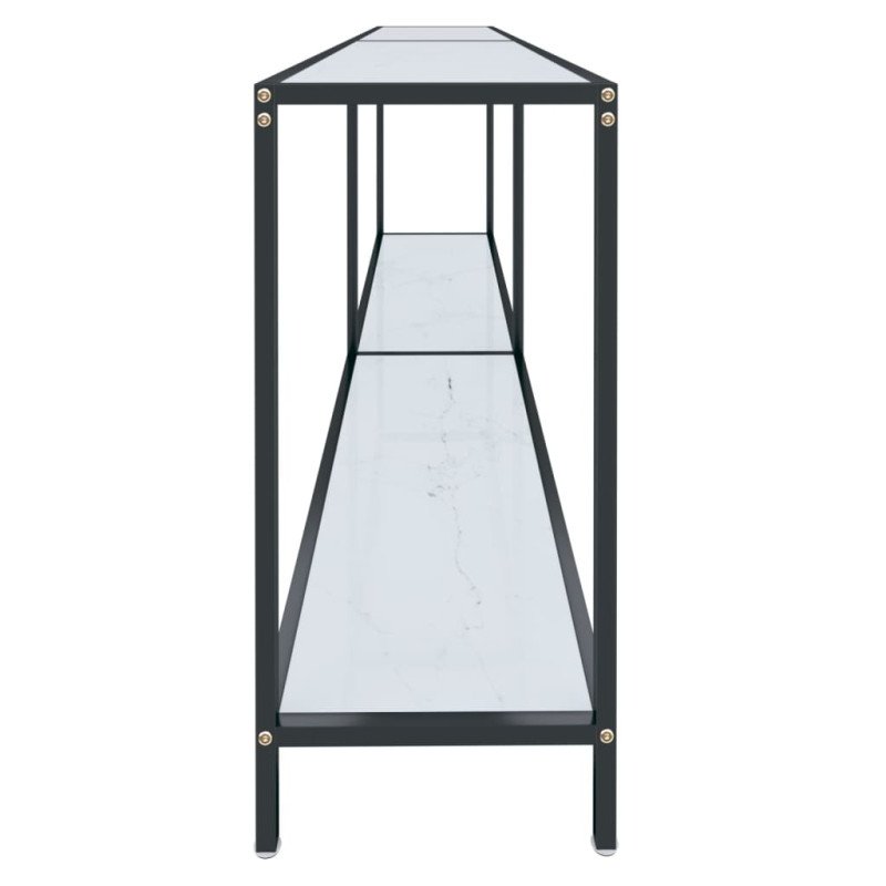 vidaXL Konzolový stolík biely 200x35x75,5 cm tvrdené sklo