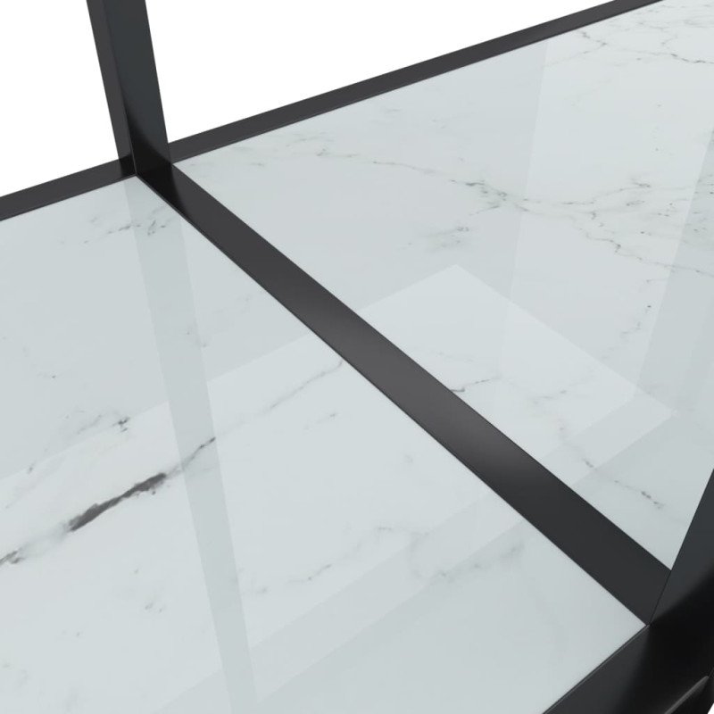 vidaXL Konzolový stolík biely 200x35x75,5 cm tvrdené sklo