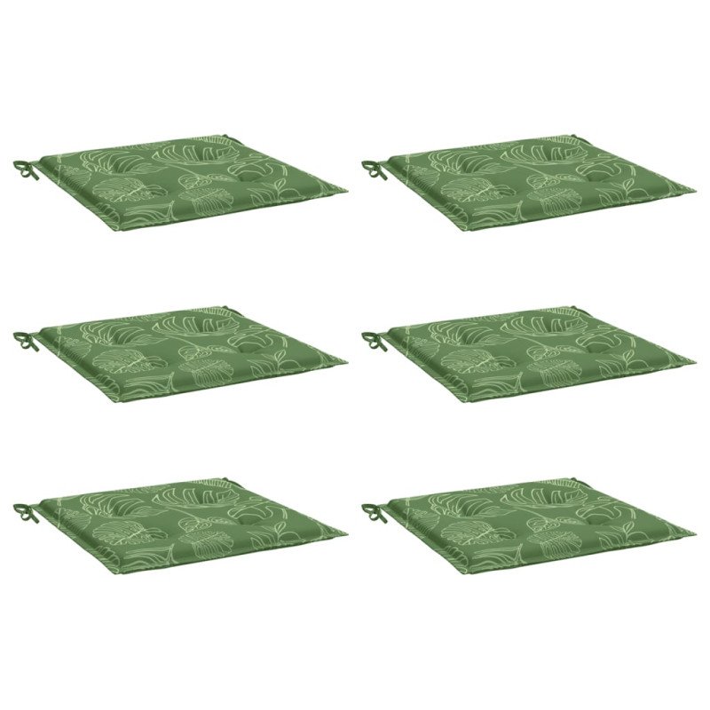 vidaXL Podložky na stoličku 6 ks vzor listov 50x50x3 cm látka