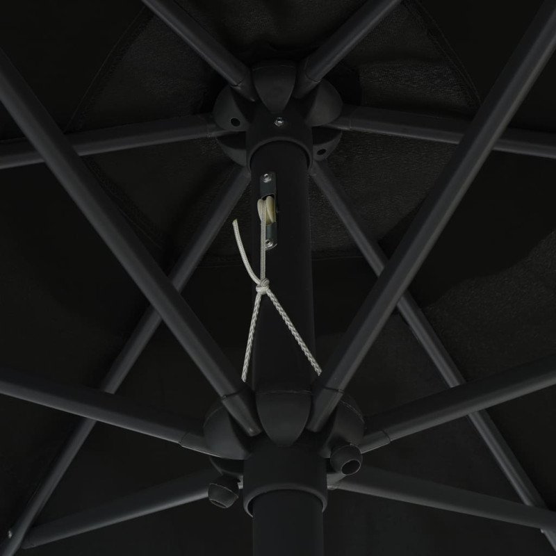 vidaXL Slnečník s LED a hliníkovou tyčou 270 cm, čierny