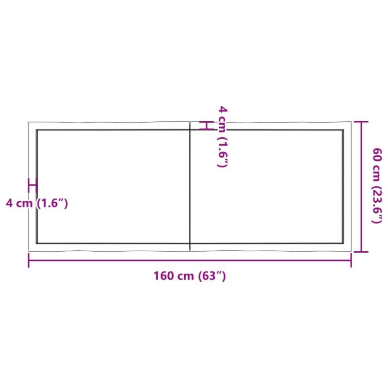 vidaXL Stolová doska tmavohnedá 160x60x(2-4)cm ošetrený masív hrany