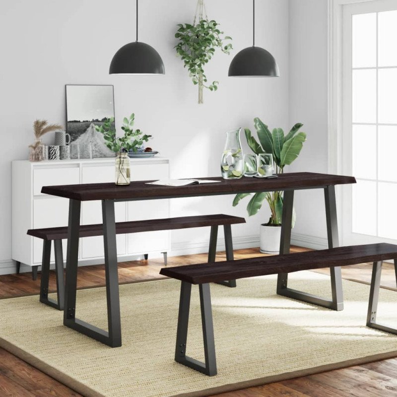 vidaXL Stolová doska tmavohnedá 180x60x(2-4)cm ošetrený masív hrany
