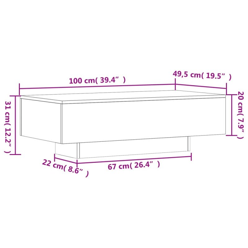 vidaXL Konferenčný stolík betónovosivý 100x49,5x31 cm kompozitné drevo