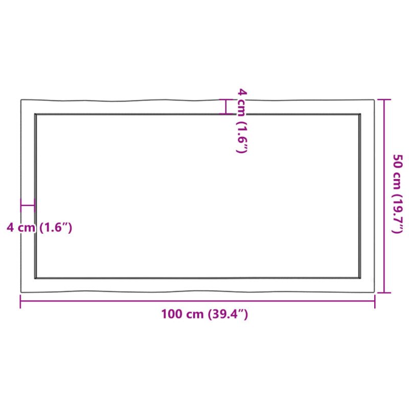 vidaXL Stolová doska svetlohnedá 100x50x(2-4)cm ošetrený masív hrany