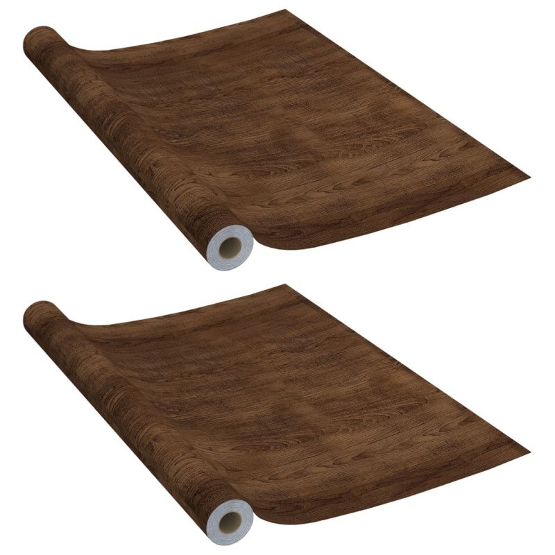 vidaXL Samolepiace tapety na nábytok 2 ks, tmavý dub 500x90 cm, PVC