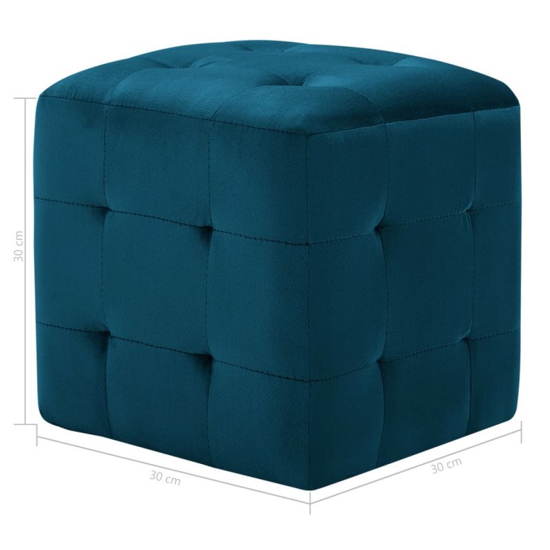 vidaXL Taburetky 2 ks modré 30x30x30 cm semišová látka