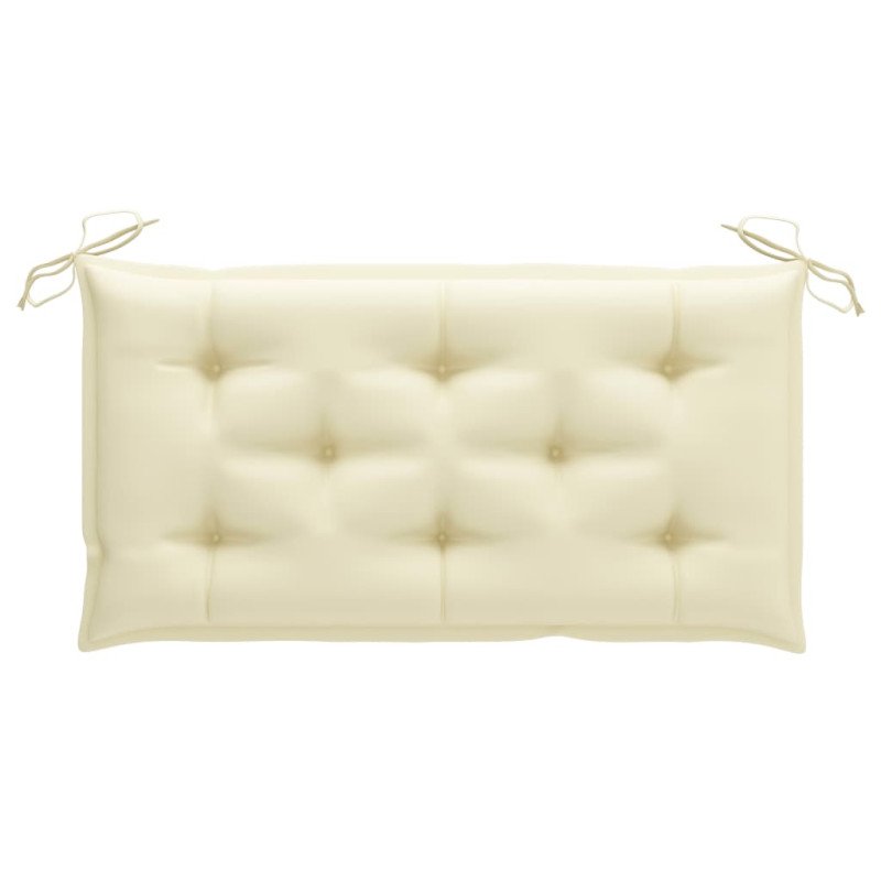 vidaXL Záhradná lavička, krémovo biela podložka 112 cm, tíkový masív