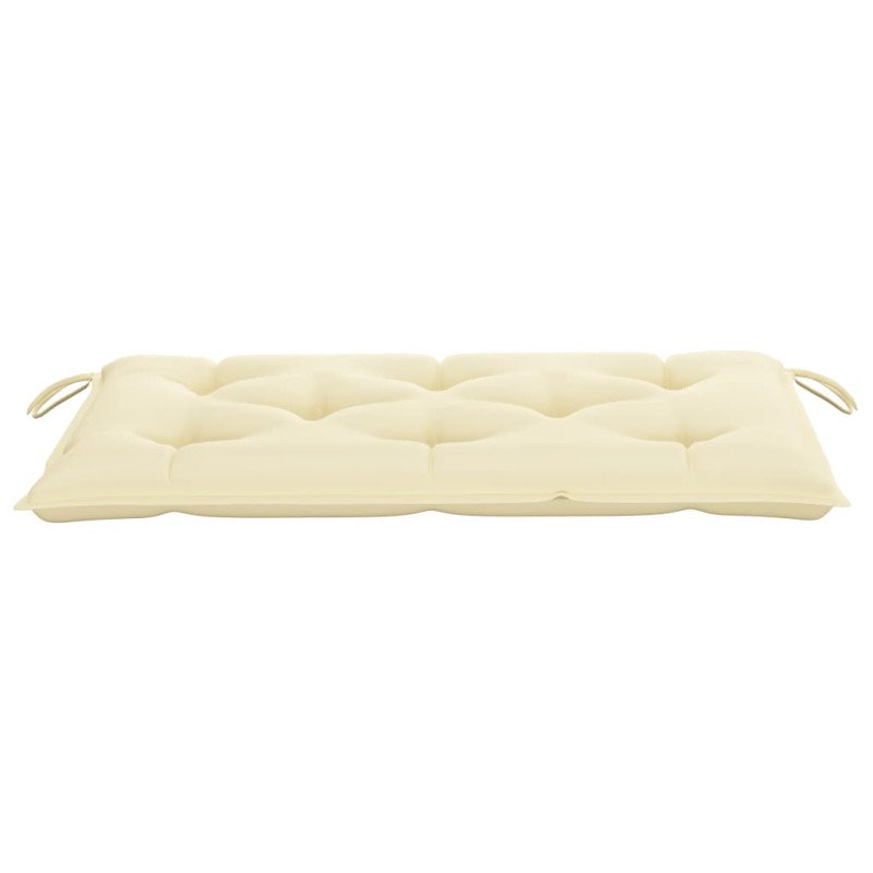 vidaXL Záhradná lavička, krémovo biela podložka 112 cm, tíkový masív