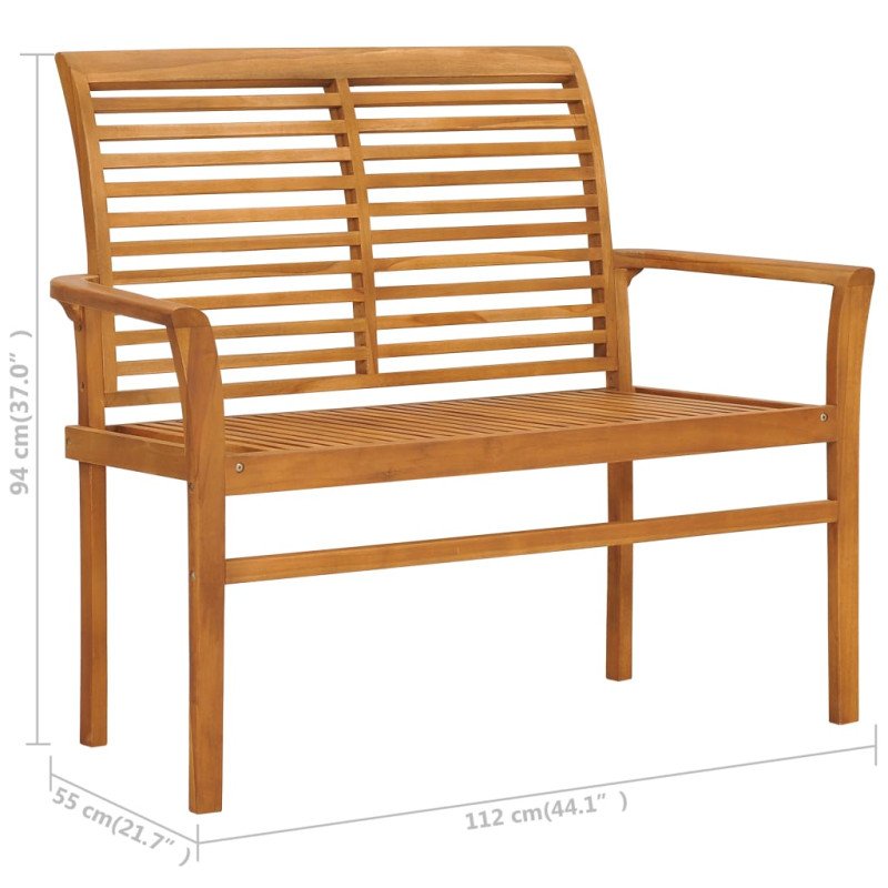 vidaXL Záhradná lavička, krémovo biela podložka 112 cm, tíkový masív