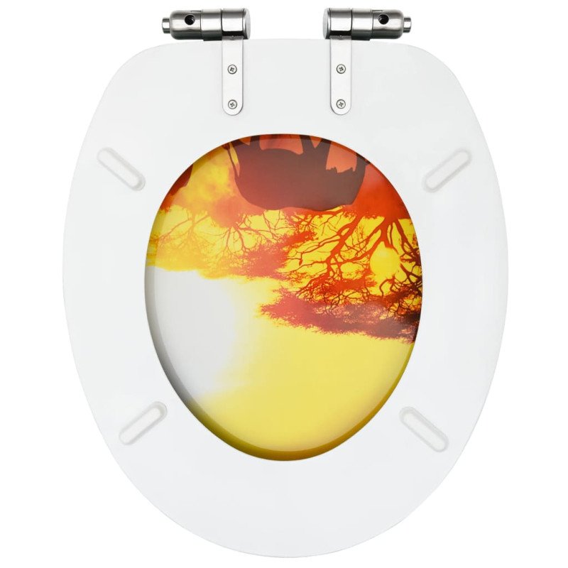 vidaXL WC sedadlá s poklopom s pomalým uzatváraním 2 ks MDF dizajn savany