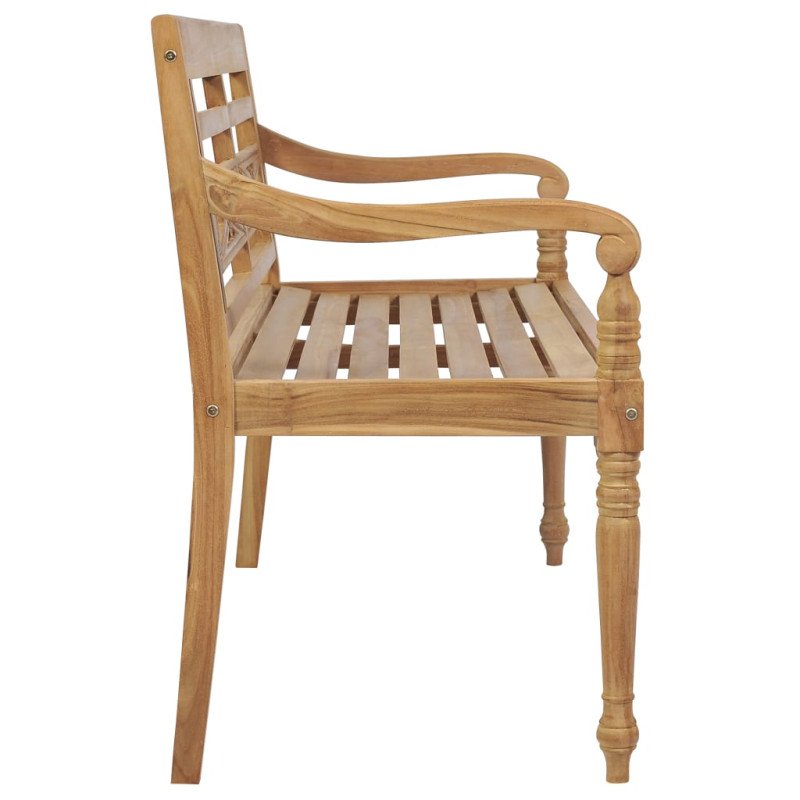 vidaXL Lavička Batavia so sivou podložkou 120 cm tíkový masív