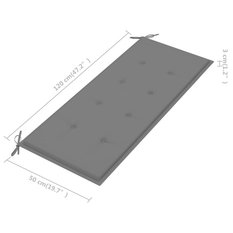 vidaXL Lavička Batavia so sivou podložkou 120 cm tíkový masív