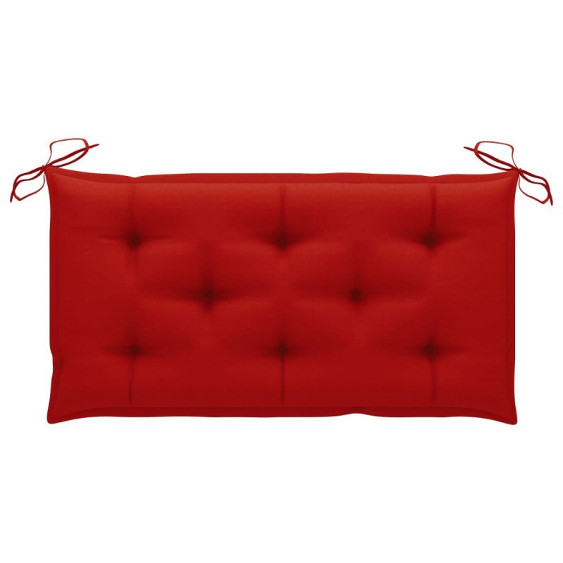 vidaXL Záhradná lavička, červená podložka 112 cm, tíkový masív