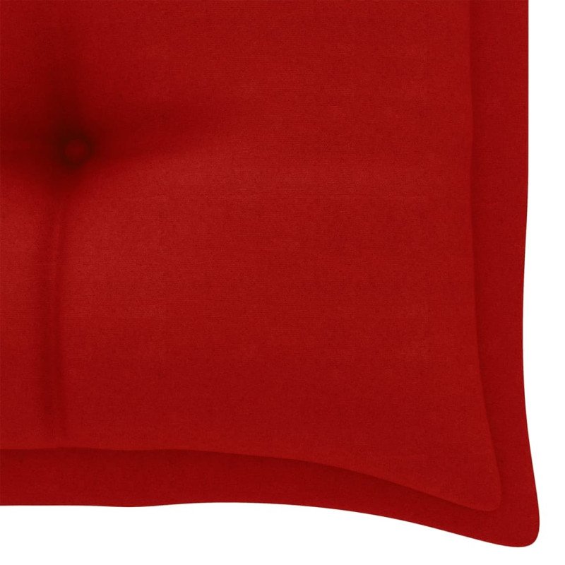 vidaXL Záhradná lavička, červená podložka 112 cm, tíkový masív