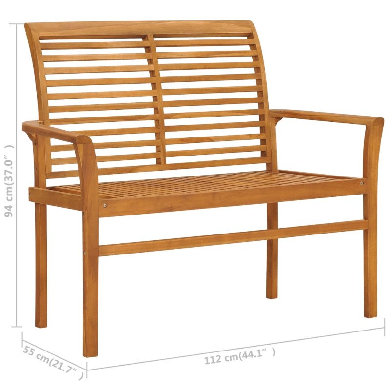 vidaXL Záhradná lavička, sivohnedá podložka 112 cm, tíkový masív