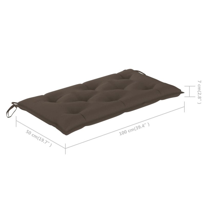 vidaXL Záhradná lavička, sivohnedá podložka 112 cm, tíkový masív