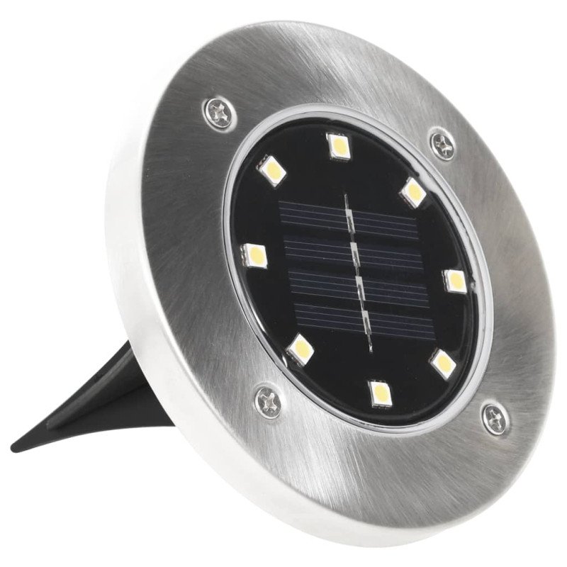 vidaXL Zapustené solárne svetlá do zeme 8 ks, LED svetlá, biele