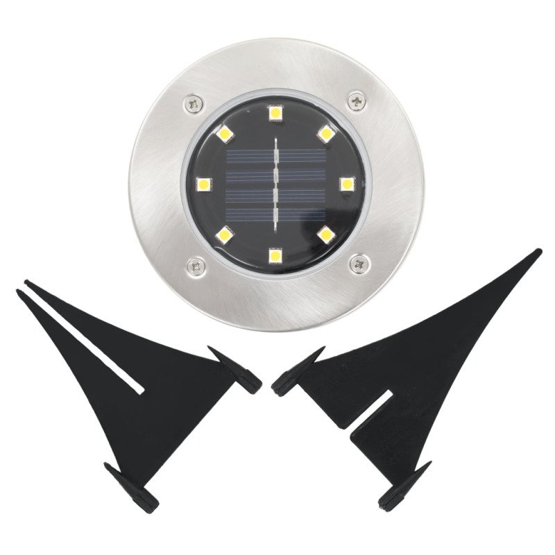 vidaXL Zapustené solárne svetlá do zeme 8 ks, LED svetlá, biele