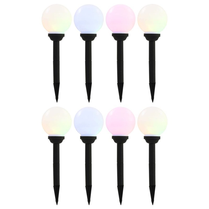 vidaXL Vonkajšie solárne lampy 8 ks 15 cm LED guľové RGB