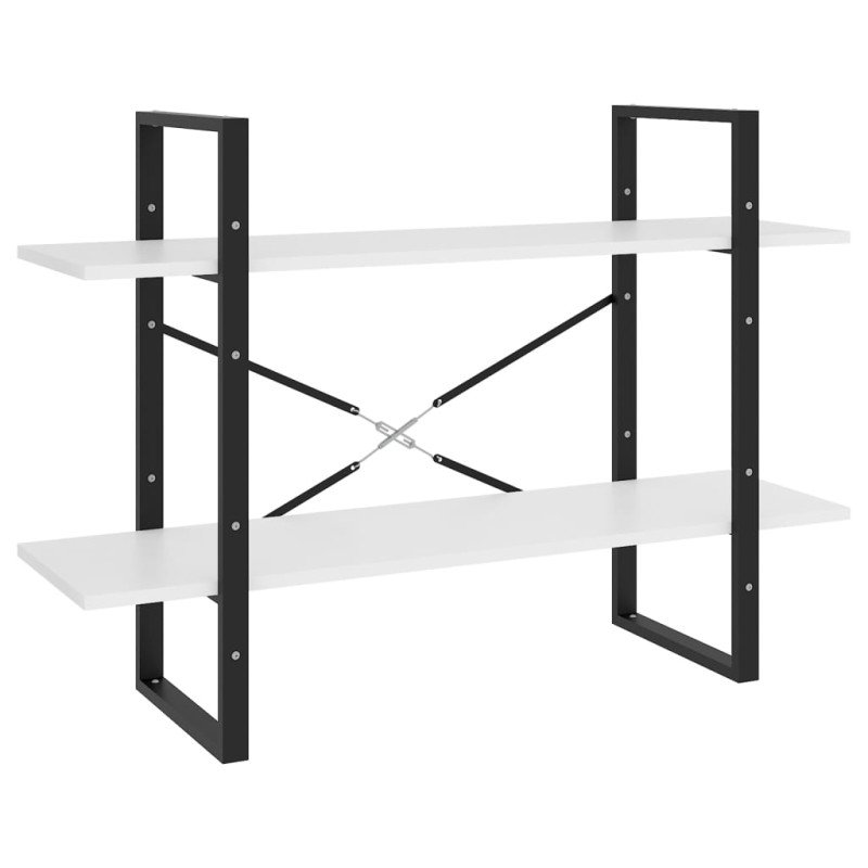 vidaXL Knižnica s 2 policami biela 100x30x70 cm drevotrieska