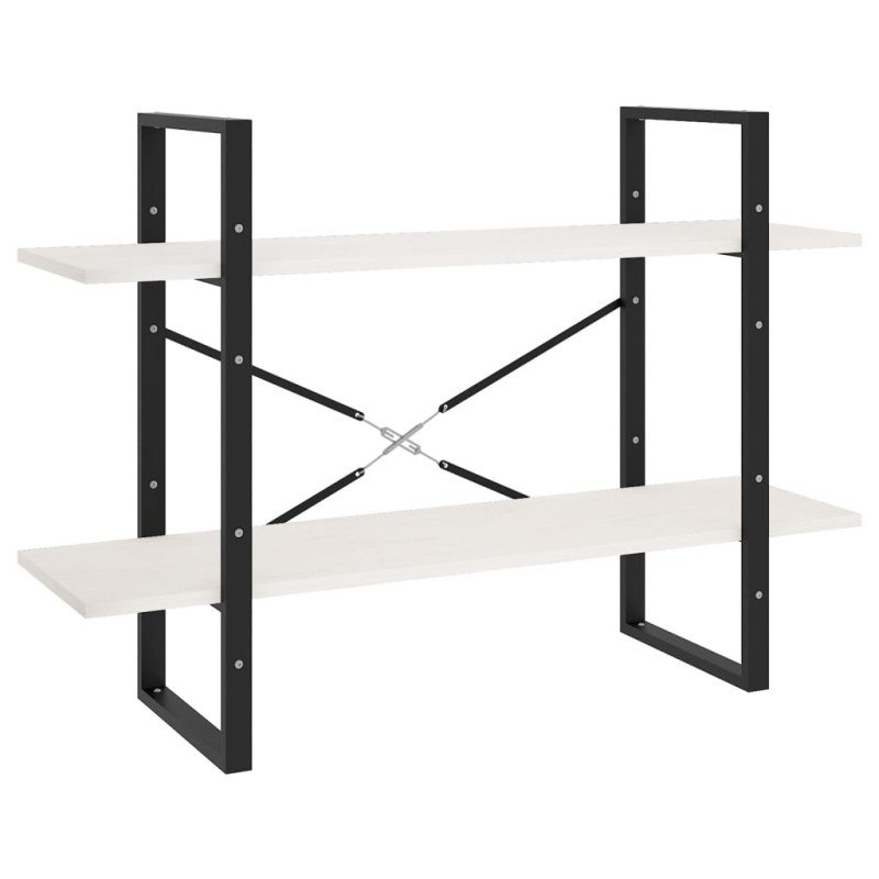 vidaXL Knižnica s 2 policami biela 100x30x70 cm masívna borovica 