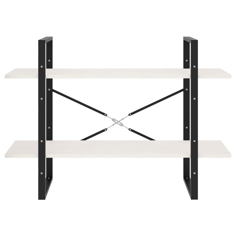 vidaXL Knižnica s 2 policami biela 100x30x70 cm masívna borovica 