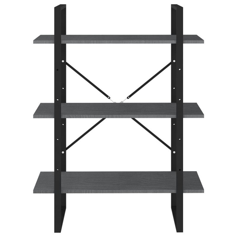vidaXL Knižnica s 3 policami sivá 80x30x105 cm masívna borovica 