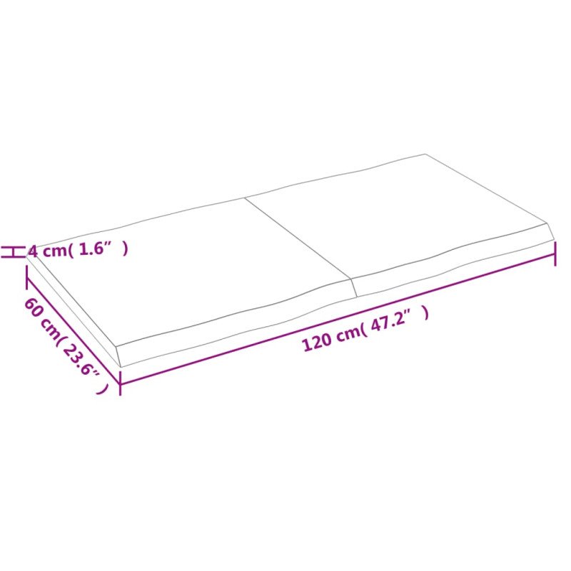 vidaXL Stolová doska 120x60x(2-4) cm neošetrený masív živé hrany