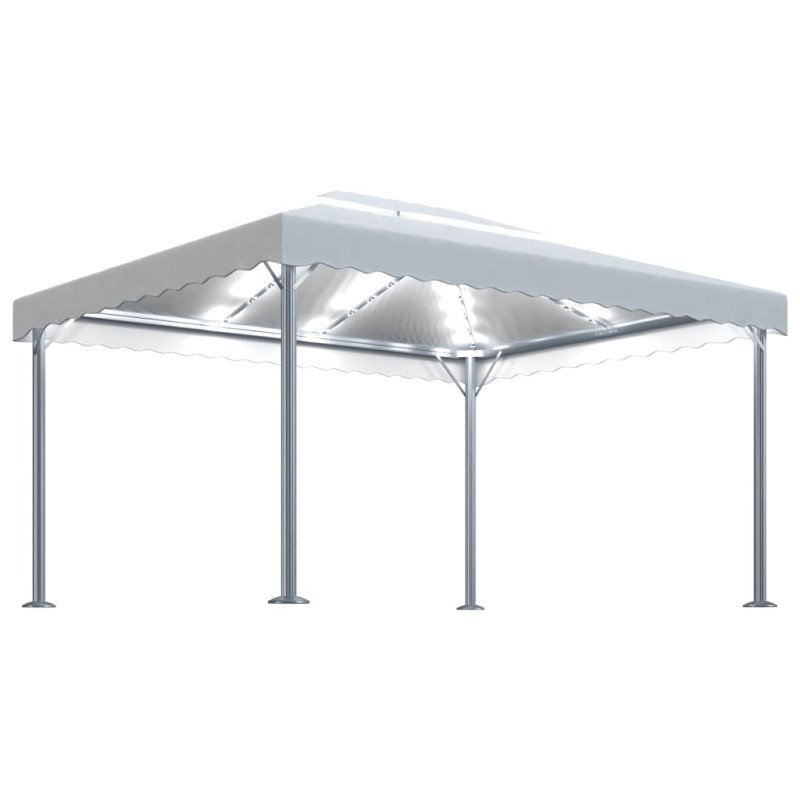 vidaXL Altánok s LED reťazou 400x300 cm, krémový, hliník