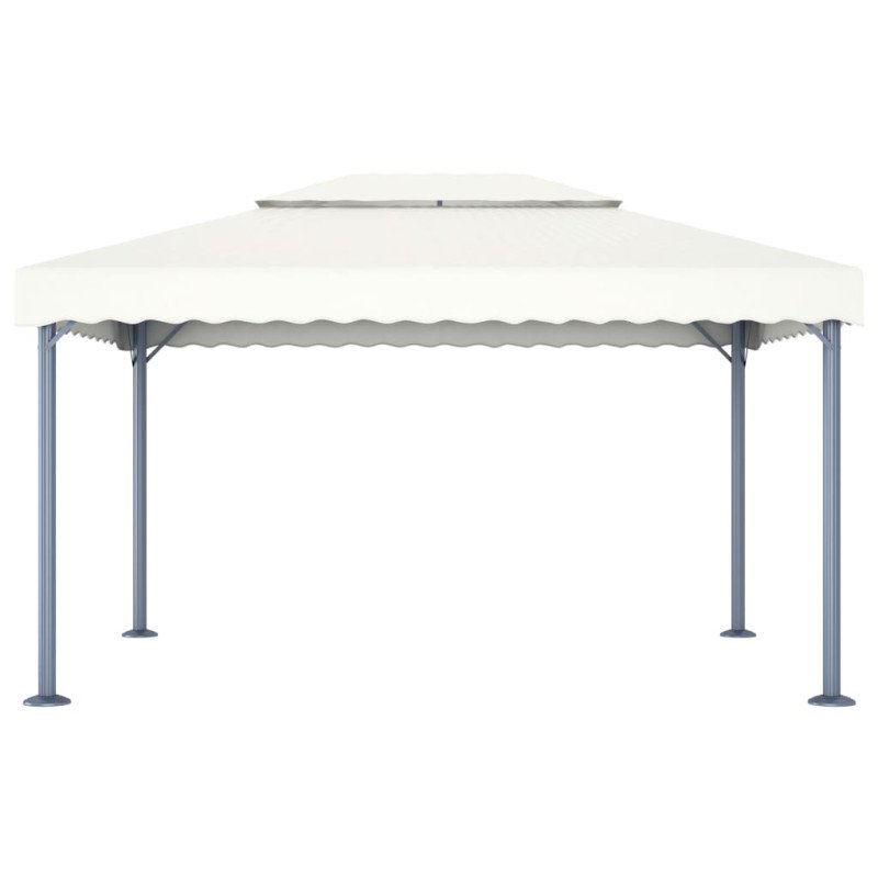 vidaXL Altánok s LED reťazou 400x300 cm, krémový, hliník