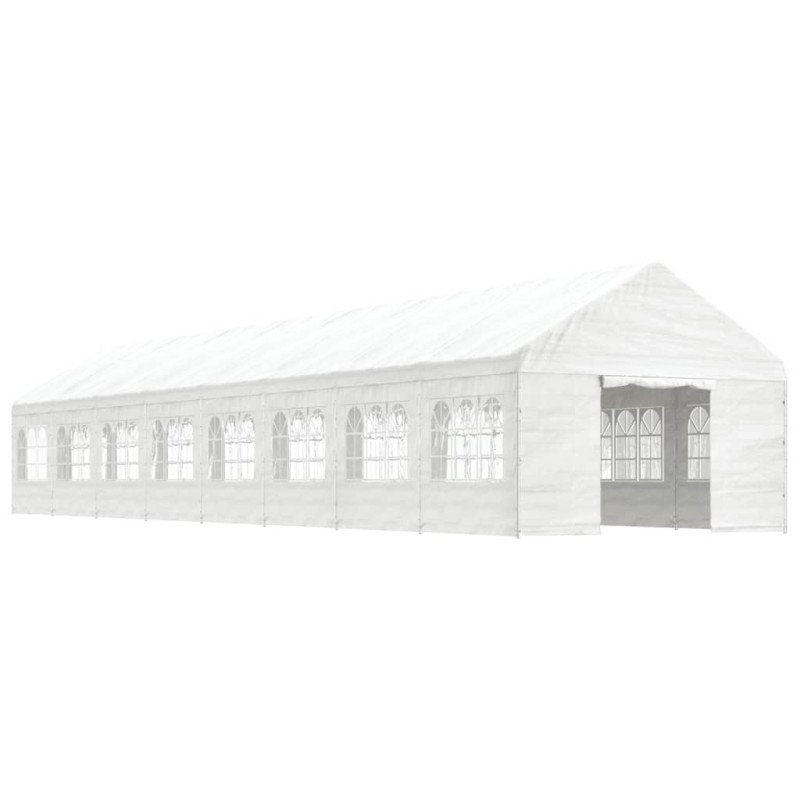 vidaXL Altánok so strechou, biely 17,84x4,08x3,22 m, polyetylén