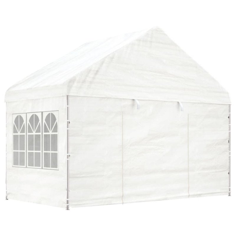 vidaXL Altánok so strechou, biely 17,84x4,08x3,22 m, polyetylén
