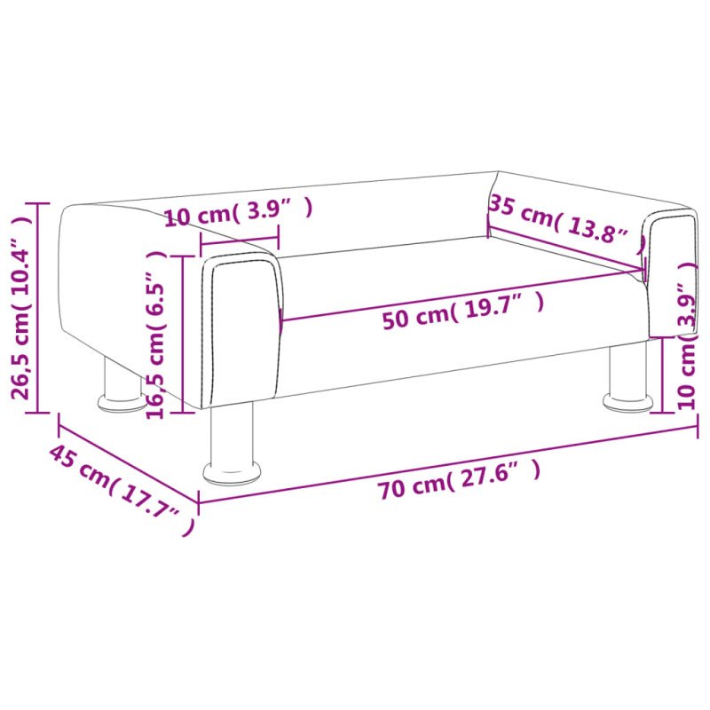 vidaXL Detská pohovka bledosivá 70x45x26,5 zamat