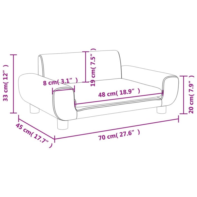 vidaXL Detská pohovka bledosivá 70x45x33 zamat