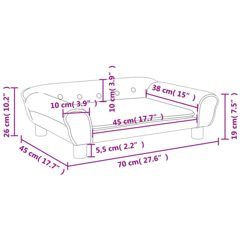 vidaXL Detská pohovka bledosivá 70x45x26 zamat