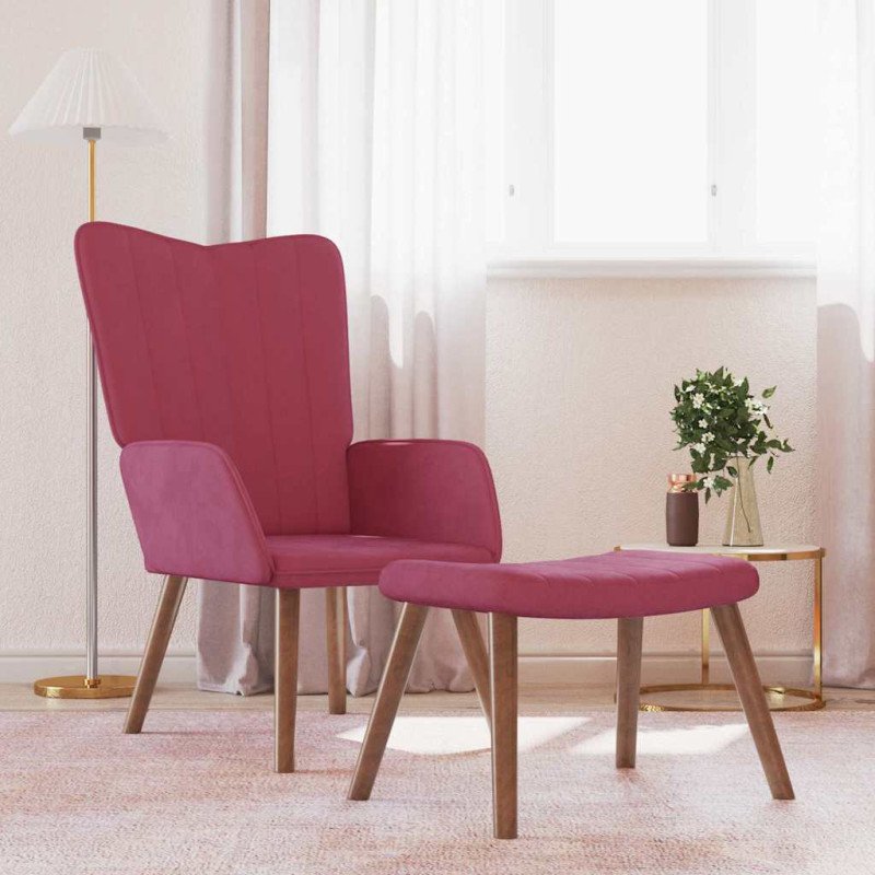 vidaXL Relaxačné kreslo s podnožkou, vínovo červené, zamat