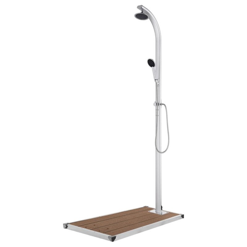 vidaXL Záhradná sprcha s hnedým podstavcom 220 cm hliník