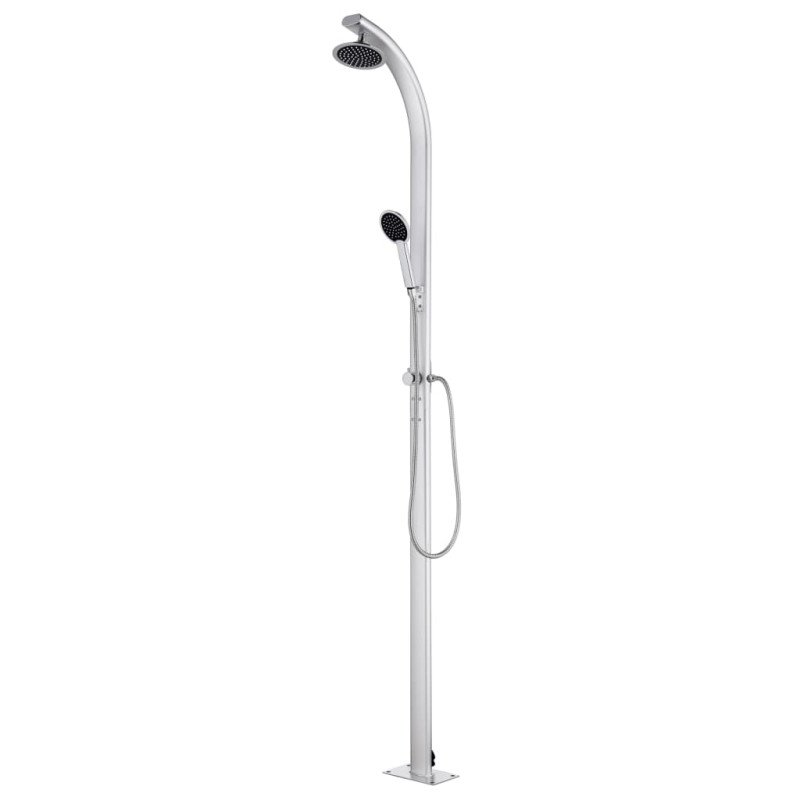 vidaXL Záhradná sprcha s hnedým podstavcom 220 cm hliník