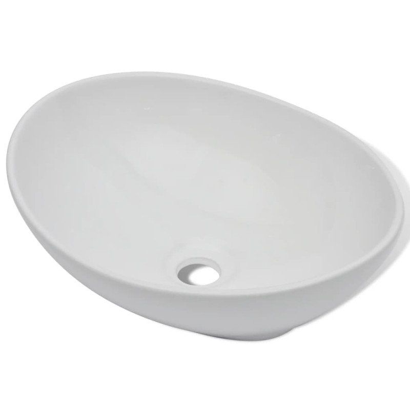 vidaXL Keramické umývadlo 40x33 cm, oválne, biele