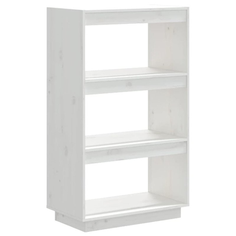 vidaXL Knižnica/deliaca stena biela 60x35x103 cm masívna borovica