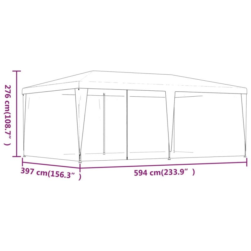 vidaXL Párty stan so 6 sieťkovanými bočnými stenami modrý 6x4 m HDPE