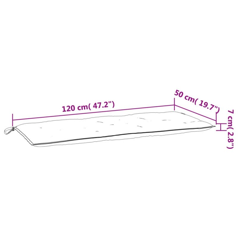 vidaXL Podložka na záhradnú lavičku čierne kocky 120x50x7 cm látka