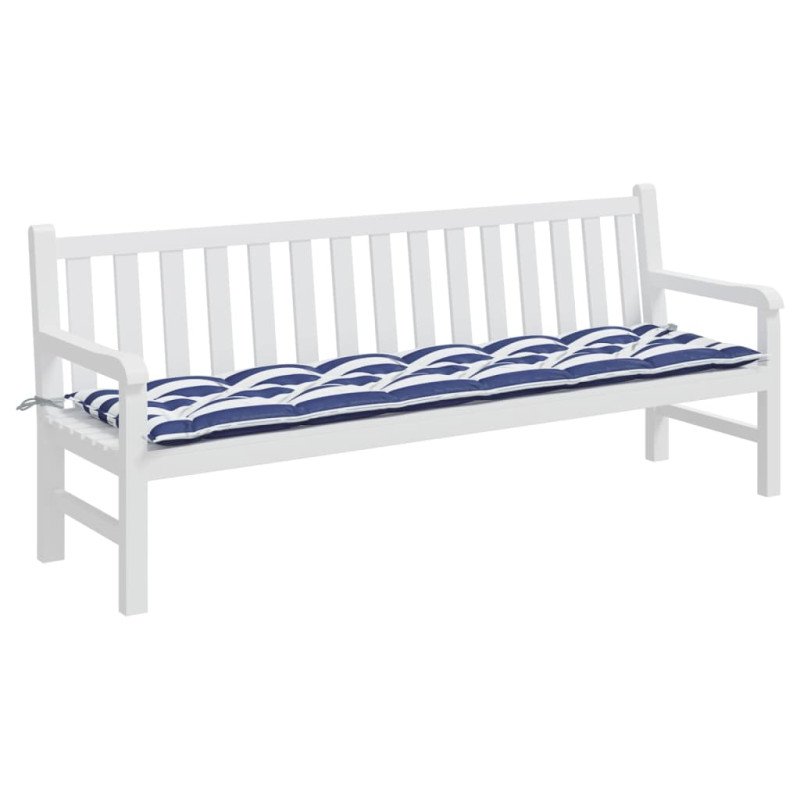 vidaXL Podložka na záhradnú lavičku modro-biele pruhy 200x50x7cm látka