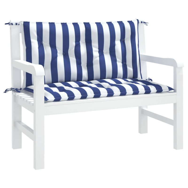 vidaXL Podložky na záhradnú lavičku 2 ks modro-biele 100x50x7cm látka