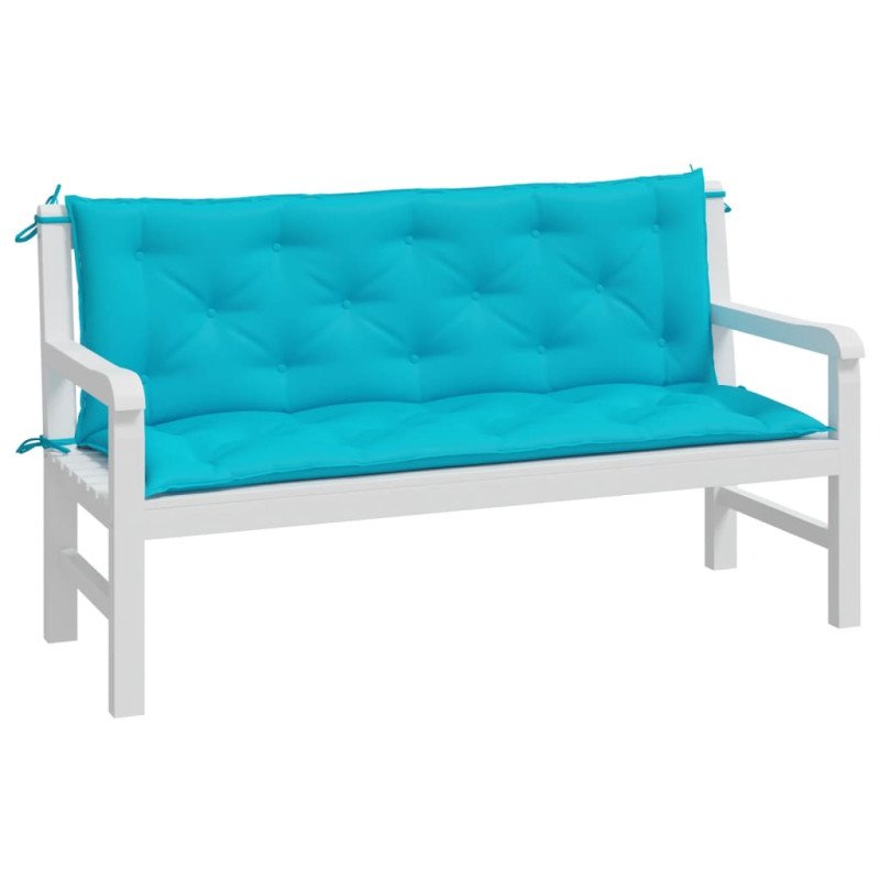 vidaXL Podložky na záhradnú lavičku 2 ks tyrkysové 150x50x7 cm látka