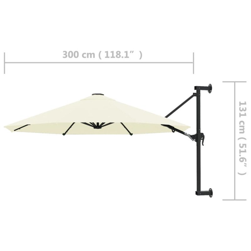 vidaXL Nástenný slnečník s kovovou tyčou 300 cm pieskový