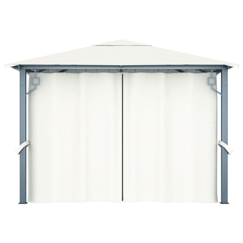 vidaXL Altánok so závesom 300x300 cm, krémový, hliník